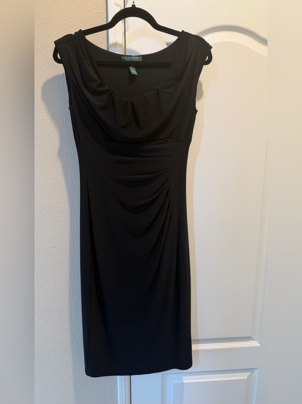 Ralph Lauren Lauren Black Draped Cocktail Dress Size 4